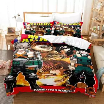 New My Hero Academia Bedding Set Japan Anime Soft Bedclothes Single Double Queen Twin Full Size Duvet Cover Teens Boys Bed Linen cot size 70x133cm