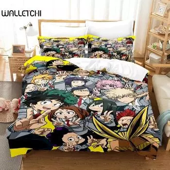 New My hero academia Bedding Set Single Twin Full Queen King Size Kawaii Bed Set Adult Kid Bedroom Duvet cover Sets 3D Anime 70x133cm 2pcs