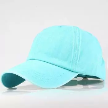 New New Arrival Washed Pure Cotton Pure Color Light Board Baseball Cap Female Male Baseball Cap Casual Peaked Cap Korean Style Hat Distressed Lake Blue