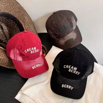 New new big head circumference cap shading face small male trendy brand retro hole American baseball cap female summer M56-58cm чёрный