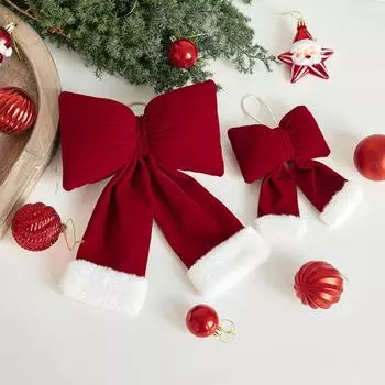 New New Year Wine Red Bowknot Creative Bowknot Xmas Tree Charm Party Supplies Home Decoration Christmas Supplies Christmas