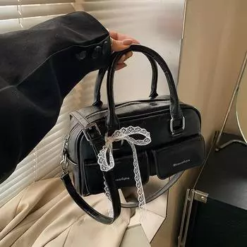 New niche bag women s spring and summer Sembeng fashion shoulder messenger bag casual handbag чёрный