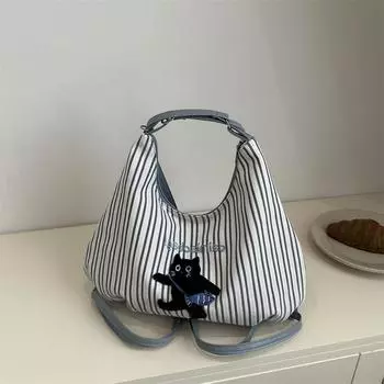 Новая нишевая дизайнерская сумка-тоут большой вместимости женская сумка через плечо на осень 2024 года, модная сумка через плечо с косой фактурой синий