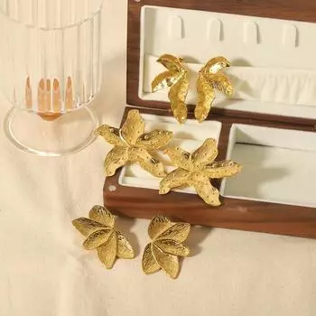 New niche exaggerated design earrings 18K gold stainless steel flower stud earrings fashion temperament earrings