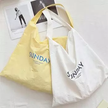 Новая сумка через плечо с буквенным принтом, большая вместимость, сумка из ткани для поездок на работу, женская холщовая сумка, сумка для покупок Tide белый