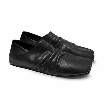 New niche two-wear shoes square head bag head half slippers women s outer wear pleated black 35