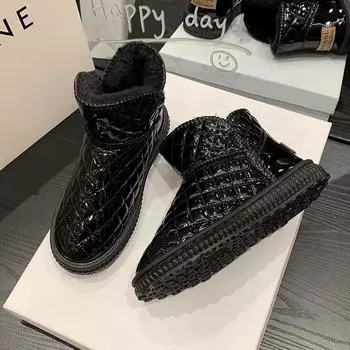 New Non-slip Winter Women s Boots Outdoors 2024 Hot Sale Ladies Boots Fashion Outdoors Round Head Women Shoes Botas Mujer 36 чёрный