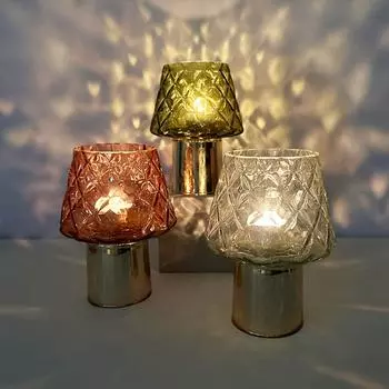 New Nordic simple glass crystal candlestick handicraft ornaments home table romantic candlestick ornaments 1