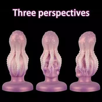 Новая голова-череп с щупальцем осьминога, анальная пробка, пенис, большого размера, альтернативной формы, секс-продукт, анальная пробка, мужчины и женщины, анальный дилататор, мастурбация Purplish Red-S Code