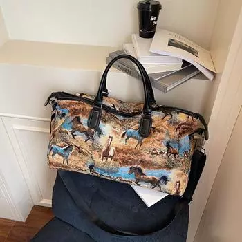 New oil painting bag soft leather canvas literary and artistic fan niche design travel portable large capacity tote bag чёрный