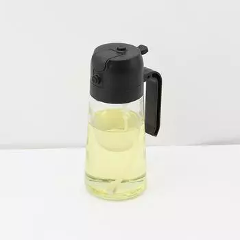 New Oil Spray Two-in-one Spray Oil Spray Pot Bottle Seasoning Bottle Seasoning Pot Household Kitchen Leak-proof Oil Bottle Large Oil Tank Black 470ml