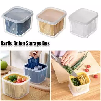 New Onion Garlic Drain Storage Box with Lid Multifunction Seal Box Fooding Sorting Frozen Fresh Box