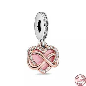 New Original Silver Color Rose Gold Hert Pendant Bead Charm Fit European Fashion Charms Bracelet Bangles Diy Jewelry P460