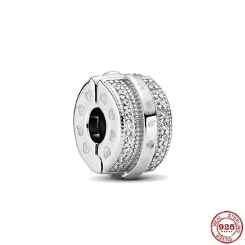 Новый оригинальный серебряный цветной зажим для безопасной подвески-бусины Diy, подходящий для европейских модных браслетов-подвесок, ювелирных изделий Diy P266 -Y