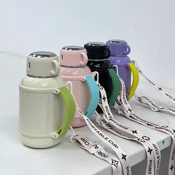 New Outdoor Handle Stainless Steel Thermal Insulation Pot Portable Large Capacity Thermos Cup Office Simple Cup Water Cup 800ml