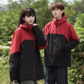 New Outdoor High-end Jacket for Men and Women, Two-piece Set, Three-in-one Windproof, Waterproof, Breathable, Removable Mountaineering Jacket XS