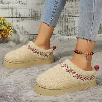 New outer wear 2024 winter bag head velvet half slippers lace hair half tray foreign trade snow cotton slippers women 36 хаки