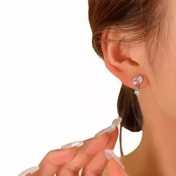 Новые овальные серьги с кристаллами, повседневная одежда, простой дизайн, серьги из циркония, ювелирное украшение для девочки, подарок