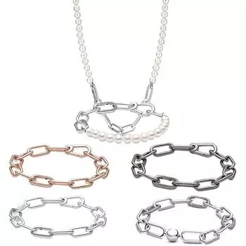 New Pearl Bracelet Necklace S925 Sterling Silver Rose Gold Plated DIY Bracelet Girls Fashion Bracelet 16