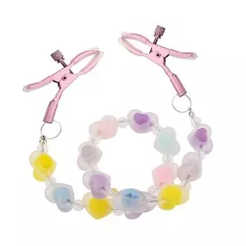 Новый зажим для сосков с жемчужной цепочкой. Секс Кульминация Инь Клип Сердцевидная Цепочка Зажим для Сосков Альтернативные Секс-Игрушки Прямые Волосы Pink+Transparent Leather