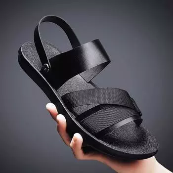 New Peep Toe Summer Sandals Dual-Purpose Mens Slippers Outdoor Beach Casual Shoes Durable Anti Slip Quick Dry Wading Aqua Shoes 39 чёрный