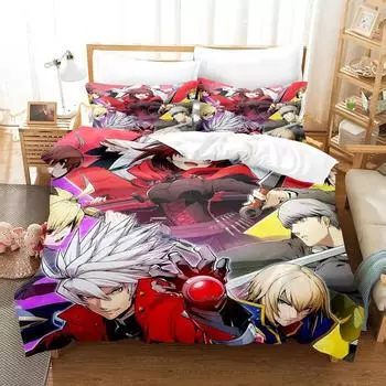 New Personality 3D Printed Anime Blazblue Bedding Set Cartoons three-piece set Adult Kid Bedroom Duvet cover Sets Home Textiles EU Twin 135x200cm