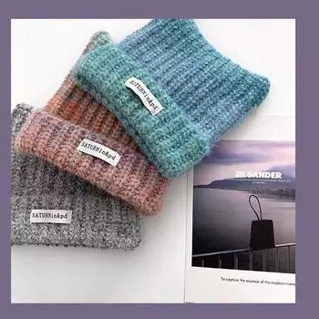 New personalized cat ears plush wool hat women s warm ear hat women s knitted cold hat autumn and winter versatile One size