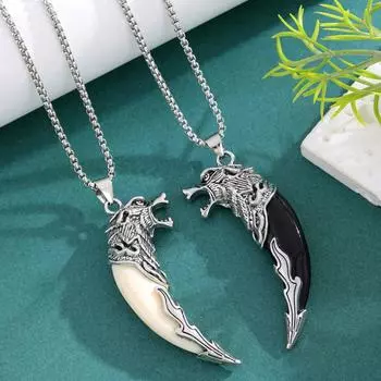 Новое персонализированное ожерелье с подвеской в виде волчьего зуба, модные ретро-аксессуары в стиле европейский и американский хип-хоп для уличного свитера