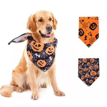 New Pet Halloween Saliva Towel, Dog Neck Cover, Cat Skull Triangle Towel Accessories