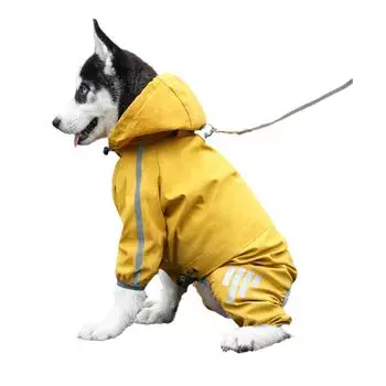 New pet raincoat, hooded big dog poncho waterproof reflective dog raincoat pet clothes S