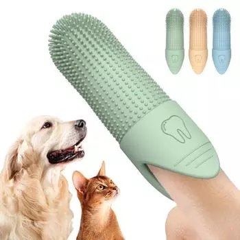 New Pet Toothbrush Finger Toothbrush Silicone Cat Dog Toothbrush Pet Tooth Dog Dental Care Finger Cover синий