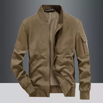 New Pilot Jacket Men s Spring and Autumn Cotton Washed American Baseball Collar Loose Casual Coat M