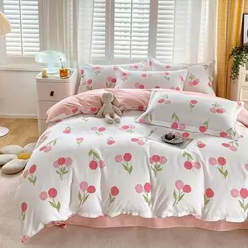 New Plant Cashmere Thickened Twill Ground Single Bed Cover Printed Cartoon Bed Cover Does Not Include Pillowcase 220x240 Bedding 150x200cm 1pcs