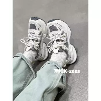 New platform dad shoes women s spring leather mesh breathable versatile lightweight sports and leisure shoes 35