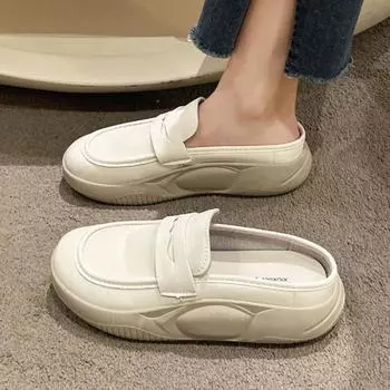 New Platform Flat-soled Women s Slippers British Fashion Full Matching Comfortable Light and Casual Sports Sandals Single Shoes 35 бежевый