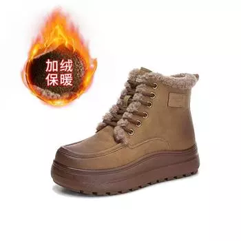 New platform snow boots women s 2025 winter women s velvet warm short boots women s retro famous style versatile women s boots 35