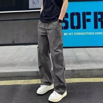 New Pleated Straight-leg Casual Pants for Men In Summer Thin Loose Outdoor Workwear Quick-drying Trousers for Men M