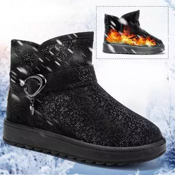 Новые женские зимние ботинки большого размера Basic Snow Boots с флисовой подкладкой, утолщенные ботинки One Pedal Cotton Shoes, женские ботильоны 42 чёрный