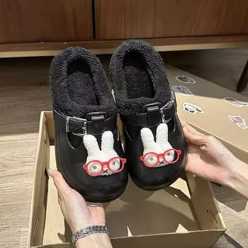 New Plush Cotton Slippers Women s Fall and Winter Indoor Non-slip Fur Slippers - Comfortable and warm wearing comfortable 36/37