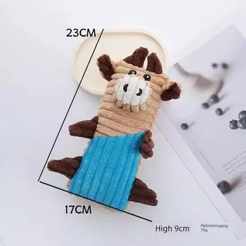 New Plush Dog Toy Bulldog Bite-Resistant Relieving Stuffy Sound Toy Cartoon Animal Cat Pet Supplies Blue Cow single opp