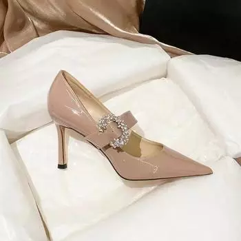 Новые дышащие модные женские туфли на шпильке с неглубоким горлышком, украшенные стразами, пикантные элегантные туфли на высоком каблуке для банкетной вечеринки 34