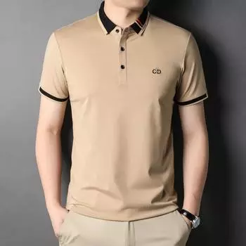 Новая мужская рубашка поло из шелка Mulberry с короткими рукавами, футболка с лацканами, летняя мужская футболка с короткими рукавами и укороченным верхом M