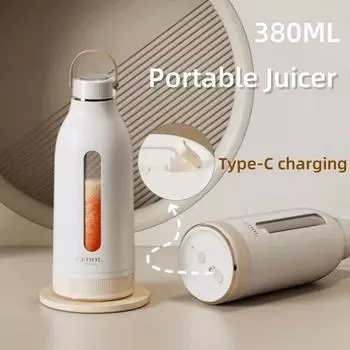 New Portable Electric Small 380ML Juice Cup 10-Blades Super Power Fast Ice Crushing 3000mAh Capacity Household Charging Mixer