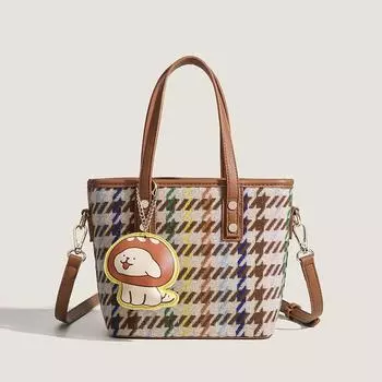 Новые Портативные Женские Сумки-Тоут Большой Вместимости Простые Клетчатые Сумки Через Плечо Модные Кожаные Сумки на Плечо и Ручные Сумки для Поездок