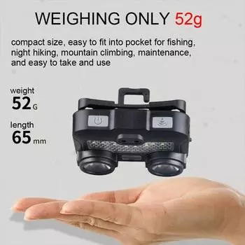 New Portable XPE LED Sensing Headlight 3 Light Source Power Display Light Suitable for Outdoor Camping and Fishing