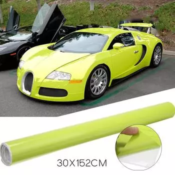 New Practical Foil Film Wrap Foil Film Glossy Neon Parts Sticker Vinyl Wrap Roll Yellow 30x152cm Good Adhesion неоновый жёлтый