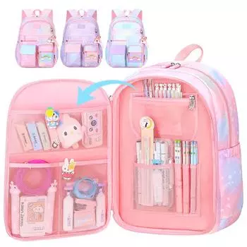 New Primary School Backpack Cute Colorful Bags for Girls Princess School Bags Waterproof Children Rainbow Series Schoolbags