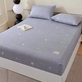 New Printed Bed Sheet With Elastic Single Fitted Sheets Soaking Wet Air Comfort Bed Set Old Coarse Cloth With Cotton Bedspread 150x200cm 1pcs