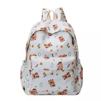 New printed cartoon children s backpack casual versatile primary and secondary school student schoolbag large-capacity junior high school student No pendant белый