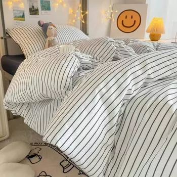 New Printed Striped Single Quilt Cover Skin-friendly Washable Douvet Common Bedding for Student Dormitories 150 180x220 200x230 150x200cm 1pcs